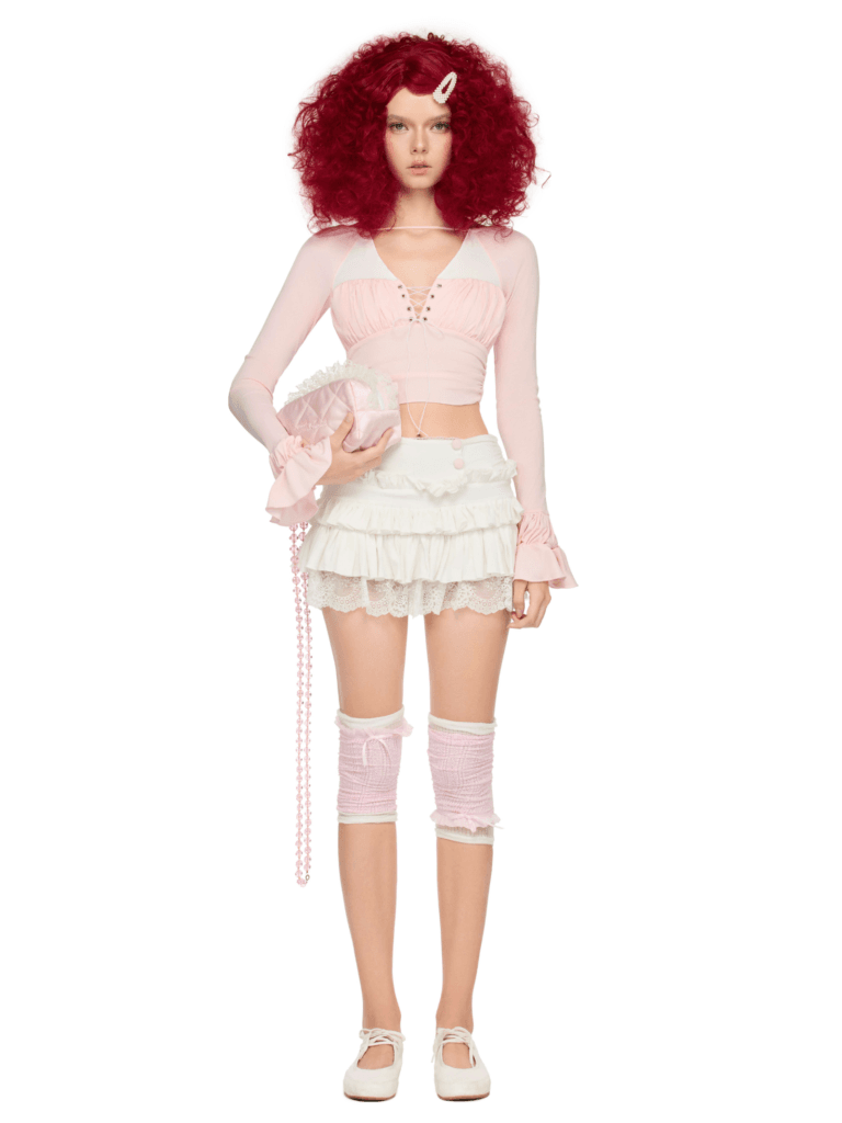 cotton set pink and white party birthday dress